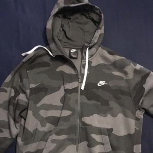 Nike Camo Black & Grey Zip Up Hoodie Jacket Men Large Worn Twice 10/10 Condition
